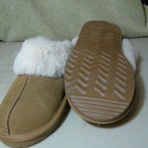 Auden Women's Sylvia Genuine Suede Leather Scuff Slippers Tan Size (9)